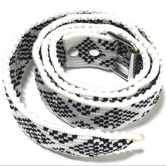 Black and White Geometric Tribal Print Belt NWOT main image 11
